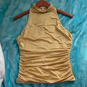 Express Gold Ruched Tank Top
